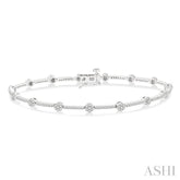1 ctw Cluster Round Cut Diamond Bar Link Bracelet in 10K White Gold